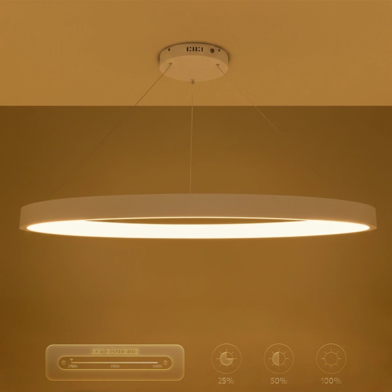 kelvo® NEMESIS KLV-101-0212 Κρεμαστό Φωτιστικό Οροφής LED 67W 6700lm 180° AC 220-240V IP20 Ρυθμιζόμενο Λευκό CCT με Χειριστήριο από 2700K έως 6000K Dimmable - Lumileds SMD Chip - Λευκό Ματ - Μ80 x Π80 x Υ4cm - 3 Χρόνια Εγγύηση