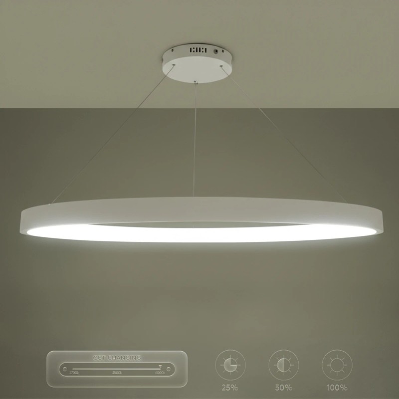 kelvo® NEMESIS KLV-101-0212 Κρεμαστό Φωτιστικό Οροφής LED 67W 6700lm 180° AC 220-240V IP20 Ρυθμιζόμενο Λευκό CCT με Χειριστήριο από 2700K έως 6000K Dimmable - Lumileds SMD Chip - Λευκό Ματ - Μ80 x Π80 x Υ4cm - 3 Χρόνια Εγγύηση