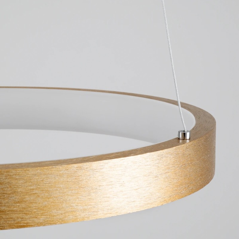 kelvo® NEMESIS KLV-101-0213 Κρεμαστό Φωτιστικό Οροφής LED 67W 6700lm 180° AC 220-240V IP20 Ρυθμιζόμενο Λευκό CCT με Χειριστήριο από 2700K έως 6000K Dimmable - Lumileds SMD Chip - Χρυσό Πλατίνα - Μ80 x Π80 x Υ4cm - 3 Χρόνια Εγγύηση