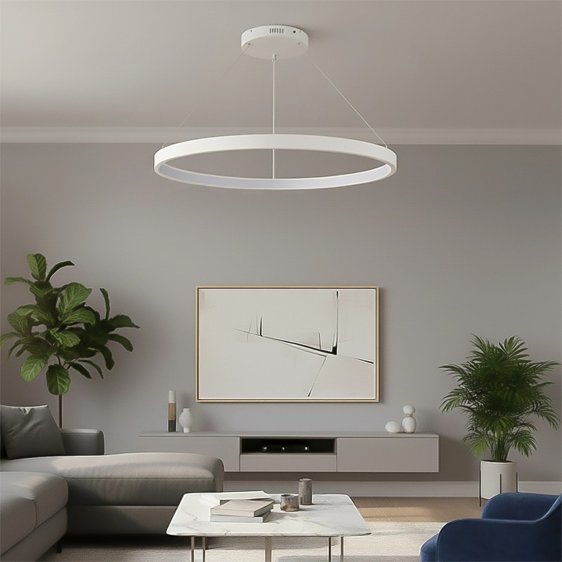 kelvo® NEMESIS KLV-101-0215 Κρεμαστό Φωτιστικό Οροφής LED 75W 7500lm 180° AC 220-240V IP20 Ρυθμιζόμενο Λευκό CCT με Χειριστήριο από 2700K έως 6000K Dimmable - Lumileds SMD Chip - Λευκό Ματ - Μ100 x Π100 x Υ4cm - 3 Χρόνια Εγγύηση