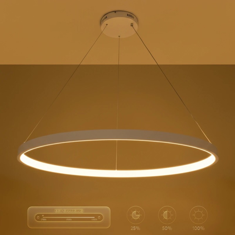 kelvo® NEMESIS KLV-101-0215 Κρεμαστό Φωτιστικό Οροφής LED 75W 7500lm 180° AC 220-240V IP20 Ρυθμιζόμενο Λευκό CCT με Χειριστήριο από 2700K έως 6000K Dimmable - Lumileds SMD Chip - Λευκό Ματ - Μ100 x Π100 x Υ4cm - 3 Χρόνια Εγγύηση