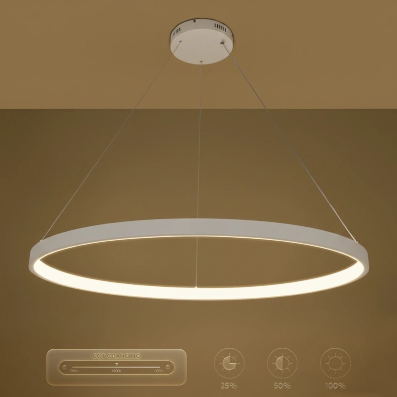 kelvo® NEMESIS KLV-101-0215 Κρεμαστό Φωτιστικό Οροφής LED 75W 7500lm 180° AC 220-240V IP20 Ρυθμιζόμενο Λευκό CCT με Χειριστήριο από 2700K έως 6000K Dimmable - Lumileds SMD Chip - Λευκό Ματ - Μ100 x Π100 x Υ4cm - 3 Χρόνια Εγγύηση