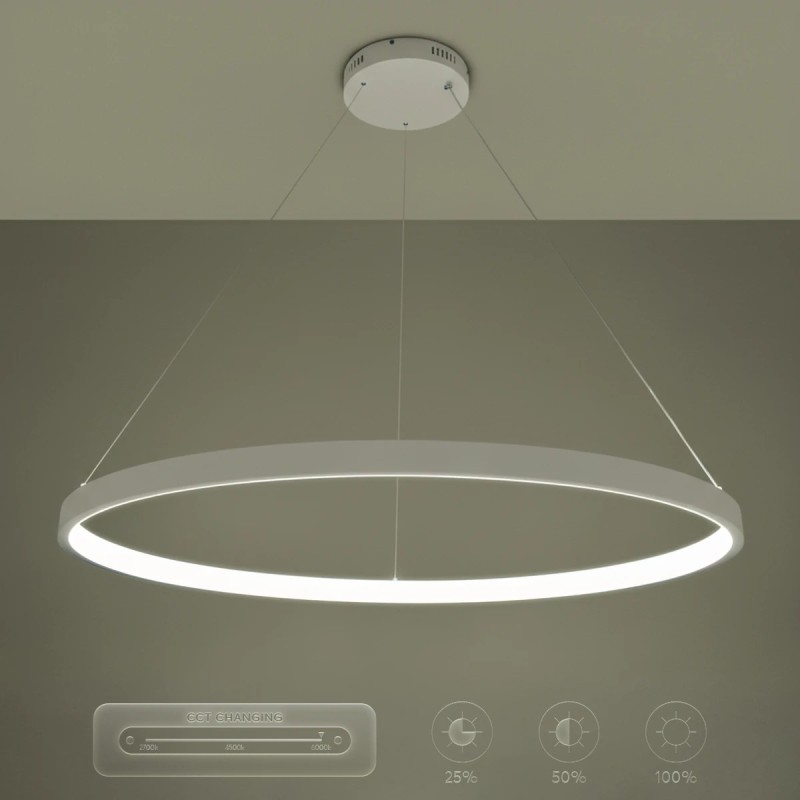 kelvo® NEMESIS KLV-101-0215 Κρεμαστό Φωτιστικό Οροφής LED 75W 7500lm 180° AC 220-240V IP20 Ρυθμιζόμενο Λευκό CCT με Χειριστήριο από 2700K έως 6000K Dimmable - Lumileds SMD Chip - Λευκό Ματ - Μ100 x Π100 x Υ4cm - 3 Χρόνια Εγγύηση