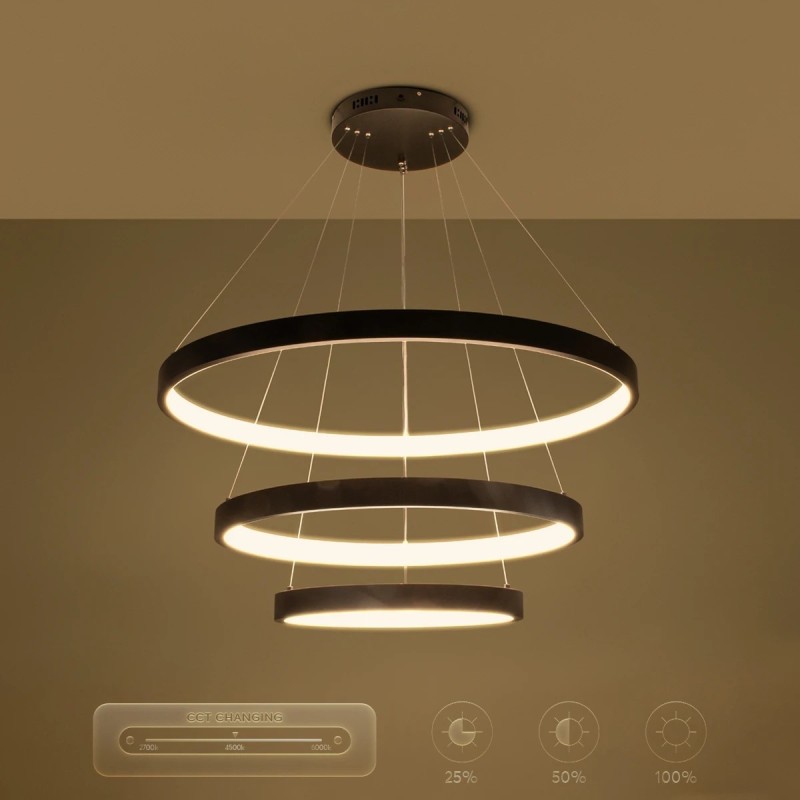 kelvo® NEMESIS KLV-101-0220 Κρεμαστό Φωτιστικό Οροφής LED 120W 12000lm 180° AC 220-240V IP20 Ρυθμιζόμενο Λευκό CCT με Χειριστήριο από 2700K έως 6000K Dimmable - Lumileds SMD Chip - Μαύρο Ματ - Μ80 x Π80 x Υ80cm - 3 Χρόνια Εγγύηση