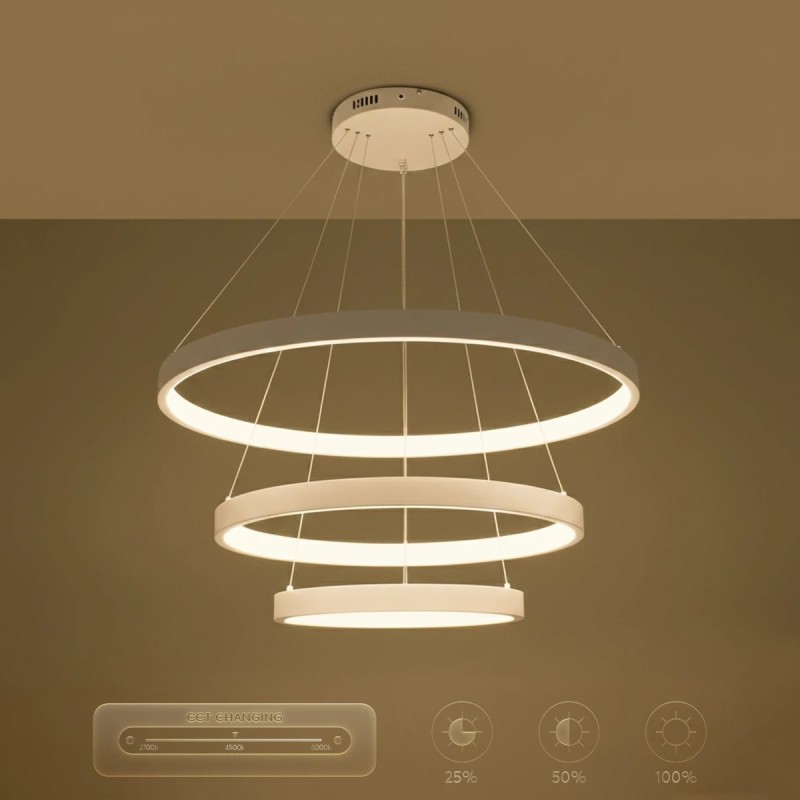 kelvo® NEMESIS KLV-101-0221 Κρεμαστό Φωτιστικό Οροφής LED 120W 12000lm 180° AC 220-240V IP20 Ρυθμιζόμενο Λευκό CCT με Χειριστήριο από 2700K έως 6000K Dimmable - Lumileds SMD Chip - Λευκό Ματ - Μ80 x Π80 x Υ80cm - 3 Χρόνια Εγγύηση