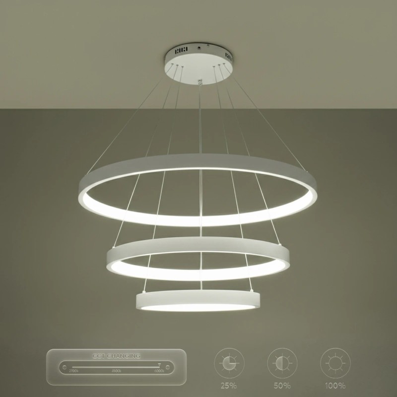 kelvo® NEMESIS KLV-101-0221 Κρεμαστό Φωτιστικό Οροφής LED 120W 12000lm 180° AC 220-240V IP20 Ρυθμιζόμενο Λευκό CCT με Χειριστήριο από 2700K έως 6000K Dimmable - Lumileds SMD Chip - Λευκό Ματ - Μ80 x Π80 x Υ80cm - 3 Χρόνια Εγγύηση