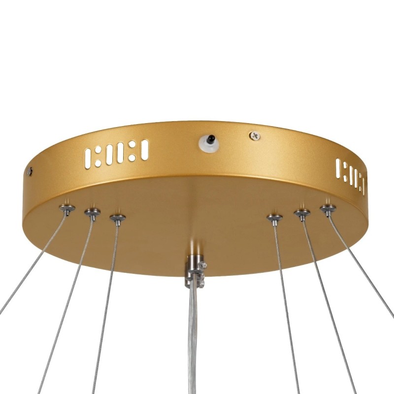 kelvo® NEMESIS KLV-101-0222 Κρεμαστό Φωτιστικό Οροφής LED 120W 12000lm 180° AC 220-240V IP20 Ρυθμιζόμενο Λευκό CCT με Χειριστήριο από 2700K έως 6000K Dimmable - Lumileds SMD Chip - Χρυσό Πλατίνα - Μ80 x Π80 x Υ80cm - 3 Χρόνια Εγγύηση