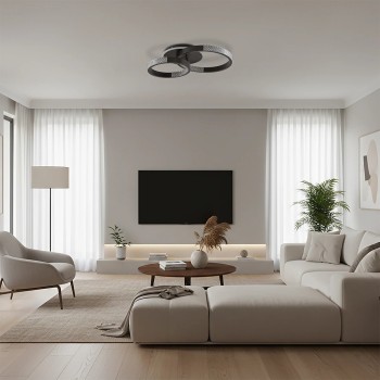 kelvo® DIAMOND KLV-101-0223 Φωτιστικό Οροφής LED 67W 6700lm 360° AC 220-240V IP20 Ρυθμιζόμενο Λευκό CCT με Χειριστήριο από 2700K έως 6000K Dimmable - Lumileds SMD Chip - Μαύρο Ματ - Μ60 x Π40 x Υ14cm - 3 Χρόνια Εγγύηση