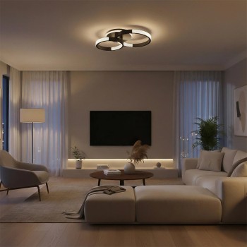 kelvo® DIAMOND KLV-101-0223 Φωτιστικό Οροφής LED 67W 6700lm 360° AC 220-240V IP20 Ρυθμιζόμενο Λευκό CCT με Χειριστήριο από 2700K έως 6000K Dimmable - Lumileds SMD Chip - Μαύρο Ματ - Μ60 x Π40 x Υ14cm - 3 Χρόνια Εγγύηση