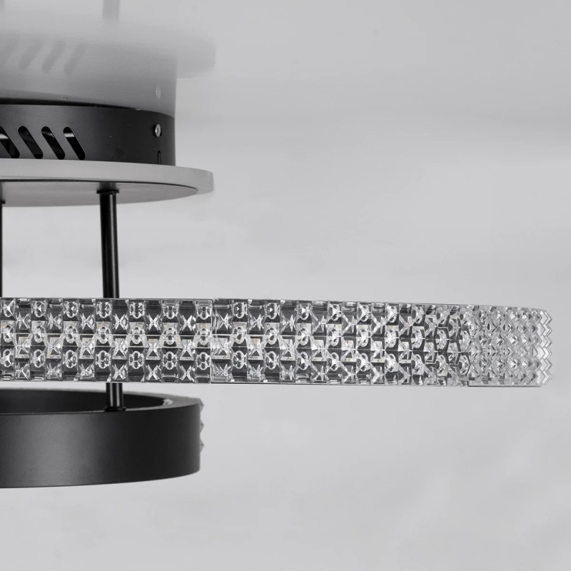 kelvo® DIAMOND KLV-101-0223 Φωτιστικό Οροφής LED 67W 6700lm 360° AC 220-240V IP20 Ρυθμιζόμενο Λευκό CCT με Χειριστήριο από 2700K έως 6000K Dimmable - Lumileds SMD Chip - Μαύρο Ματ - Μ60 x Π40 x Υ14cm - 3 Χρόνια Εγγύηση