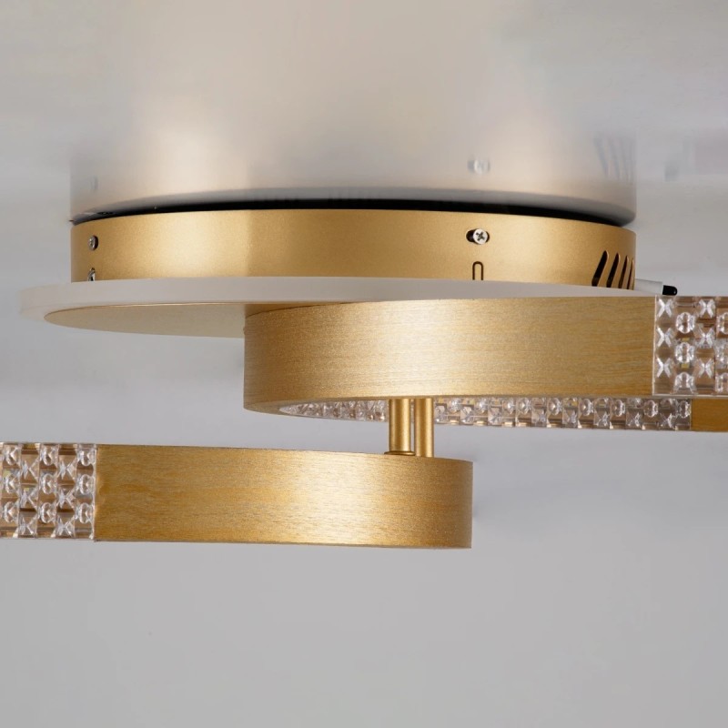 kelvo® DIAMOND KLV-101-0225 Φωτιστικό Οροφής LED 67W 6700lm 360° AC 220-240V IP20 Ρυθμιζόμενο Λευκό CCT με Χειριστήριο από 2700K έως 6000K Dimmable - Lumileds SMD Chip - Χρυσό Πλατίνα - Μ60 x Π40 x Υ14cm - 3 Χρόνια Εγγύηση