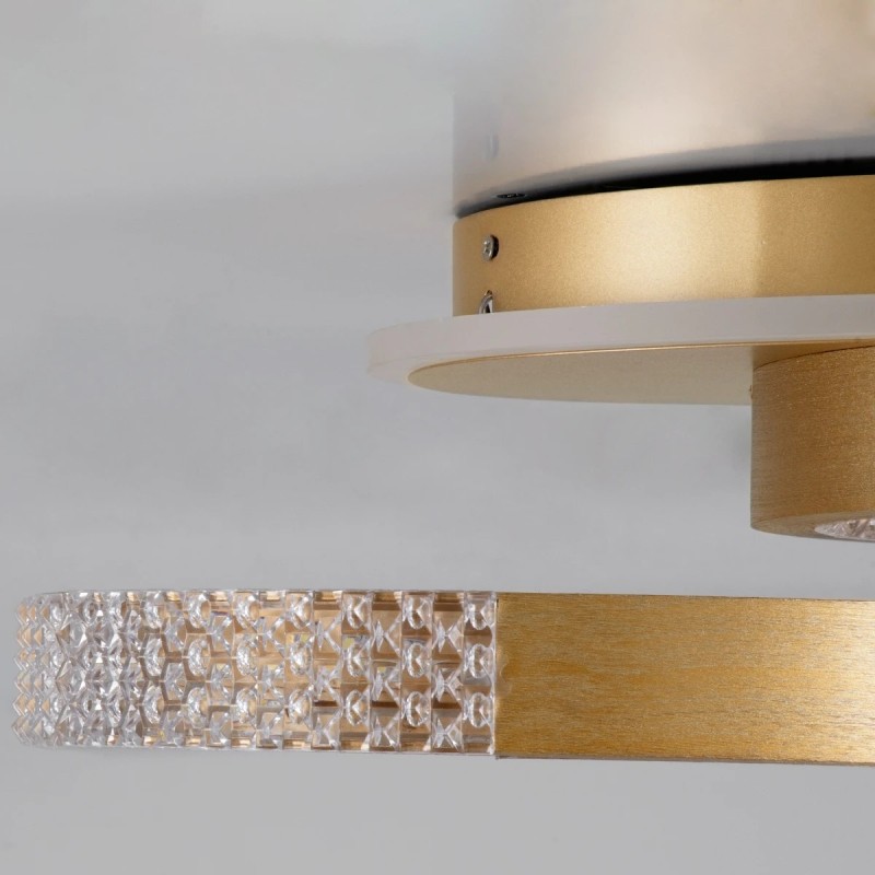 kelvo® DIAMOND KLV-101-0225 Φωτιστικό Οροφής LED 67W 6700lm 360° AC 220-240V IP20 Ρυθμιζόμενο Λευκό CCT με Χειριστήριο από 2700K έως 6000K Dimmable - Lumileds SMD Chip - Χρυσό Πλατίνα - Μ60 x Π40 x Υ14cm - 3 Χρόνια Εγγύηση