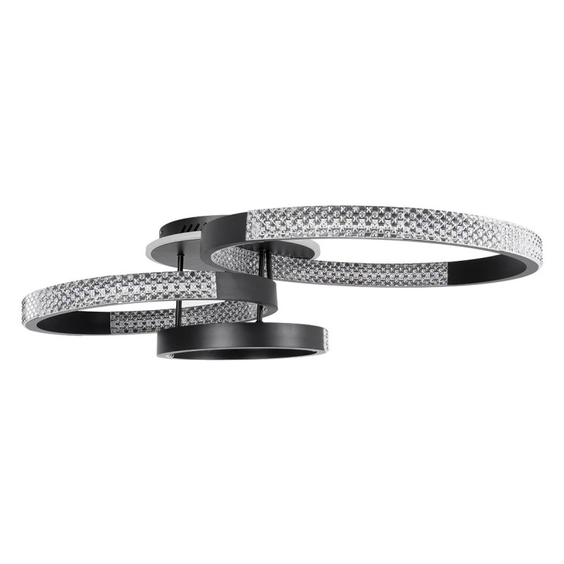 kelvo® DIAMOND KLV-101-0226 Φωτιστικό Οροφής LED 100W 10000lm 360° AC 220-240V IP20 Ρυθμιζόμενο Λευκό CCT με Χειριστήριο από 2700K έως 6000K Dimmable - Lumileds SMD Chip - Μαύρο Ματ - Μ80 x Π50 x Υ20cm - 3 Χρόνια Εγγύηση