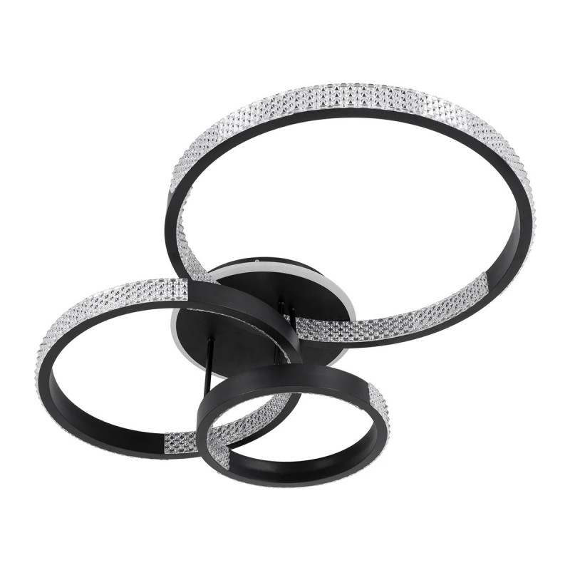 kelvo® DIAMOND KLV-101-0226 Φωτιστικό Οροφής LED 100W 10000lm 360° AC 220-240V IP20 Ρυθμιζόμενο Λευκό CCT με Χειριστήριο από 2700K έως 6000K Dimmable - Lumileds SMD Chip - Μαύρο Ματ - Μ80 x Π50 x Υ20cm - 3 Χρόνια Εγγύηση