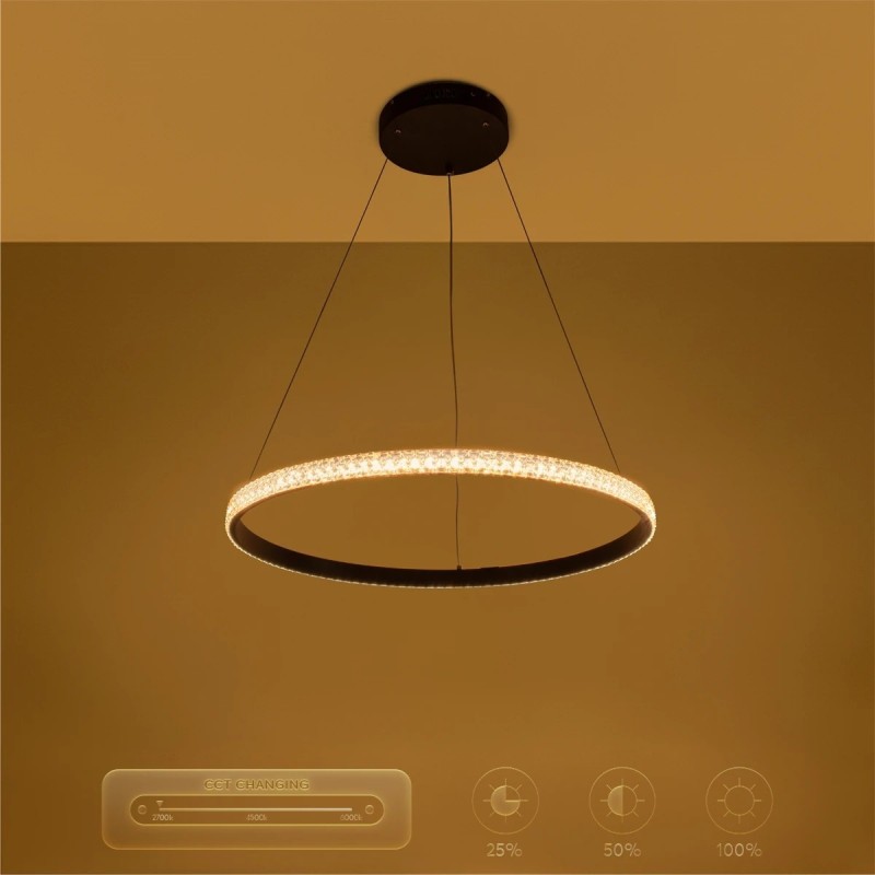 kelvo® DIAMOND KLV-101-0229 Κρεμαστό Φωτιστικό Οροφής LED 45W 4500lm 180° AC 220-240V IP20 Ρυθμιζόμενο Λευκό CCT με Χειριστήριο από 2700K έως 6000K Dimmable - Lumileds SMD Chip - Μαύρο Ματ - Μ60 x Π60 x Υ3cm - 3 Χρόνια Εγγύηση