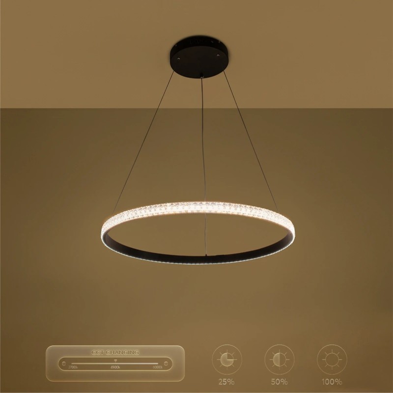 kelvo® DIAMOND KLV-101-0229 Κρεμαστό Φωτιστικό Οροφής LED 45W 4500lm 180° AC 220-240V IP20 Ρυθμιζόμενο Λευκό CCT με Χειριστήριο από 2700K έως 6000K Dimmable - Lumileds SMD Chip - Μαύρο Ματ - Μ60 x Π60 x Υ3cm - 3 Χρόνια Εγγύηση