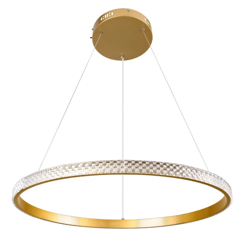 kelvo® DIAMOND KLV-101-0230 Κρεμαστό Φωτιστικό Οροφής LED 45W 4500lm 180° AC 220-240V IP20 Ρυθμιζόμενο Λευκό CCT με Χειριστήριο από 2700K έως 6000K Dimmable - Lumileds SMD Chip - Χρυσό Πλατίνα - Μ60 x Π60 x Υ3cm - 3 Χρόνια Εγγύηση