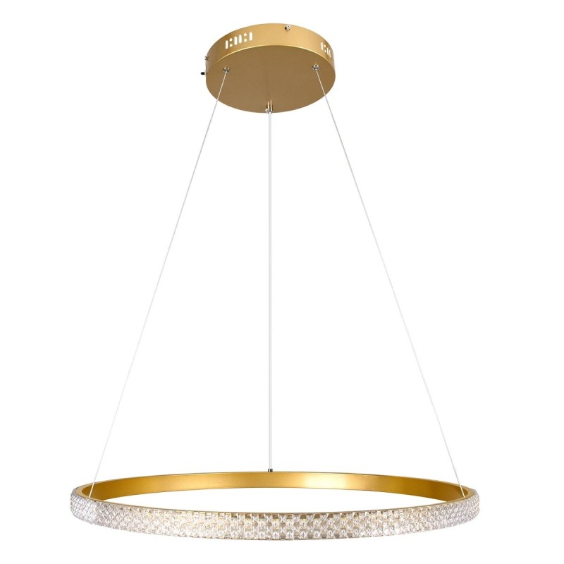 kelvo® DIAMOND KLV-101-0230 Κρεμαστό Φωτιστικό Οροφής LED 45W 4500lm 180° AC 220-240V IP20 Ρυθμιζόμενο Λευκό CCT με Χειριστήριο από 2700K έως 6000K Dimmable - Lumileds SMD Chip - Χρυσό Πλατίνα - Μ60 x Π60 x Υ3cm - 3 Χρόνια Εγγύηση