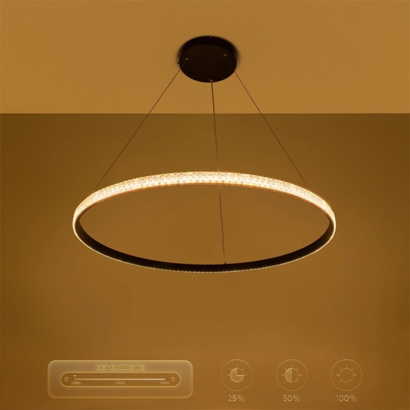 kelvo® DIAMOND KLV-101-0231 Κρεμαστό Φωτιστικό Οροφής LED 67W 6700lm 180° AC 220-240V IP20 Ρυθμιζόμενο Λευκό CCT με Χειριστήριο από 2700K έως 6000K Dimmable - Lumileds SMD Chip - Μαύρο Ματ - Μ80 x Π80 x Υ3cm - 3 Χρόνια Εγγύηση