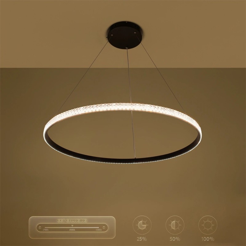 kelvo® DIAMOND KLV-101-0231 Κρεμαστό Φωτιστικό Οροφής LED 67W 6700lm 180° AC 220-240V IP20 Ρυθμιζόμενο Λευκό CCT με Χειριστήριο από 2700K έως 6000K Dimmable - Lumileds SMD Chip - Μαύρο Ματ - Μ80 x Π80 x Υ3cm - 3 Χρόνια Εγγύηση