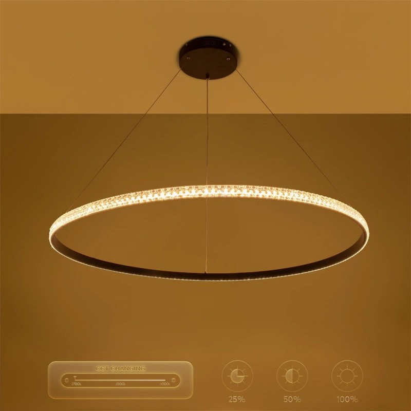 kelvo® DIAMOND KLV-101-0233 Κρεμαστό Φωτιστικό Οροφής LED 75W 7500lm 180° AC 220-240V IP20 Ρυθμιζόμενο Λευκό CCT με Χειριστήριο από 2700K έως 6000K Dimmable - Lumileds SMD Chip - Μαύρο Ματ - Μ100 x Π100 x Υ3cm - 3 Χρόνια Εγγύηση