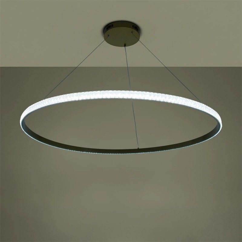 kelvo® DIAMOND KLV-101-0234 Κρεμαστό Φωτιστικό Οροφής LED 75W 7500lm 180° AC 220-240V IP20 Ρυθμιζόμενο Λευκό CCT με Χειριστήριο από 2700K έως 6000K Dimmable - Lumileds SMD Chip - Χρυσό Πλατίνα - Μ100 x Π100 x Υ3cm - 3 Χρόνια Εγγύηση