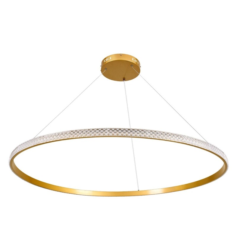 kelvo® DIAMOND KLV-101-0234 Κρεμαστό Φωτιστικό Οροφής LED 75W 7500lm 180° AC 220-240V IP20 Ρυθμιζόμενο Λευκό CCT με Χειριστήριο από 2700K έως 6000K Dimmable - Lumileds SMD Chip - Χρυσό Πλατίνα - Μ100 x Π100 x Υ3cm - 3 Χρόνια Εγγύηση