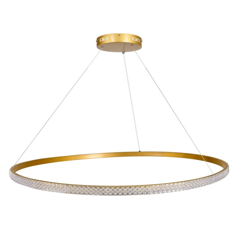 kelvo® DIAMOND KLV-101-0234 Κρεμαστό Φωτιστικό Οροφής LED 75W 7500lm 180° AC 220-240V IP20 Ρυθμιζόμενο Λευκό CCT με Χειριστήριο από 2700K έως 6000K Dimmable - Lumileds SMD Chip - Χρυσό Πλατίνα - Μ100 x Π100 x Υ3cm - 3 Χρόνια Εγγύηση