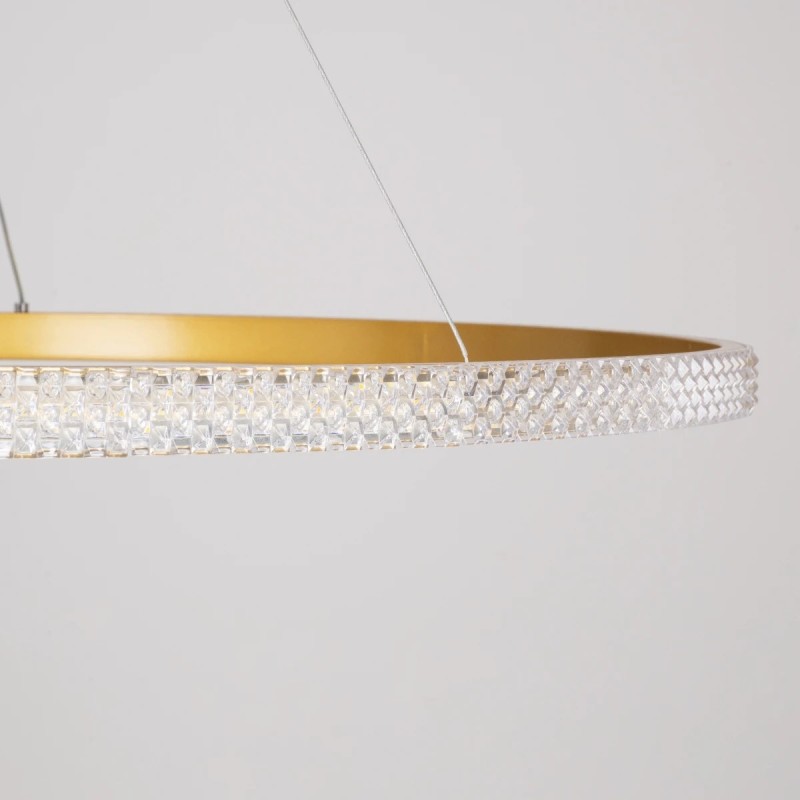 kelvo® DIAMOND KLV-101-0234 Κρεμαστό Φωτιστικό Οροφής LED 75W 7500lm 180° AC 220-240V IP20 Ρυθμιζόμενο Λευκό CCT με Χειριστήριο από 2700K έως 6000K Dimmable - Lumileds SMD Chip - Χρυσό Πλατίνα - Μ100 x Π100 x Υ3cm - 3 Χρόνια Εγγύηση