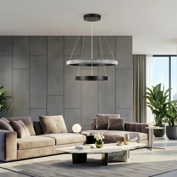 kelvo® DIAMOND KLV-101-0235 Κρεμαστό Φωτιστικό Οροφής LED 75W 7500lm 360° AC 220-240V IP20 Ρυθμιζόμενο Λευκό CCT με Χειριστήριο από 2700K έως 6000K Dimmable - Lumileds SMD Chip - Μαύρο Ματ - Μ60 x Π60 x Υ40cm - 3 Χρόνια Εγγύηση