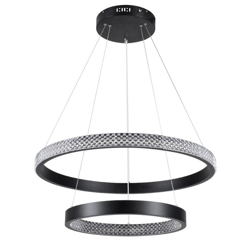 kelvo® DIAMOND KLV-101-0235 Κρεμαστό Φωτιστικό Οροφής LED 75W 7500lm 360° AC 220-240V IP20 Ρυθμιζόμενο Λευκό CCT με Χειριστήριο από 2700K έως 6000K Dimmable - Lumileds SMD Chip - Μαύρο Ματ - Μ60 x Π60 x Υ40cm - 3 Χρόνια Εγγύηση