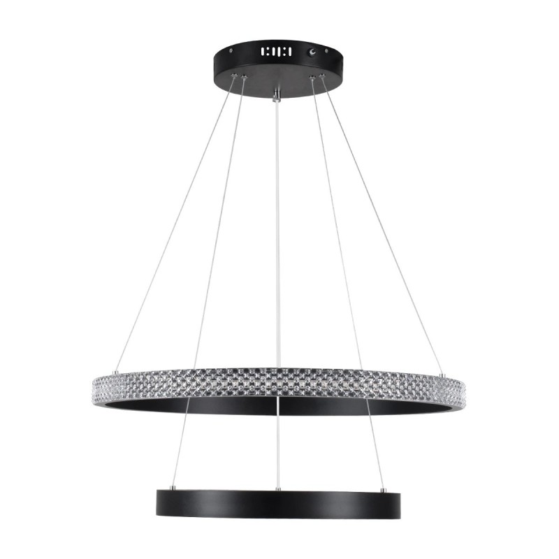 kelvo® DIAMOND KLV-101-0235 Κρεμαστό Φωτιστικό Οροφής LED 75W 7500lm 360° AC 220-240V IP20 Ρυθμιζόμενο Λευκό CCT με Χειριστήριο από 2700K έως 6000K Dimmable - Lumileds SMD Chip - Μαύρο Ματ - Μ60 x Π60 x Υ40cm - 3 Χρόνια Εγγύηση