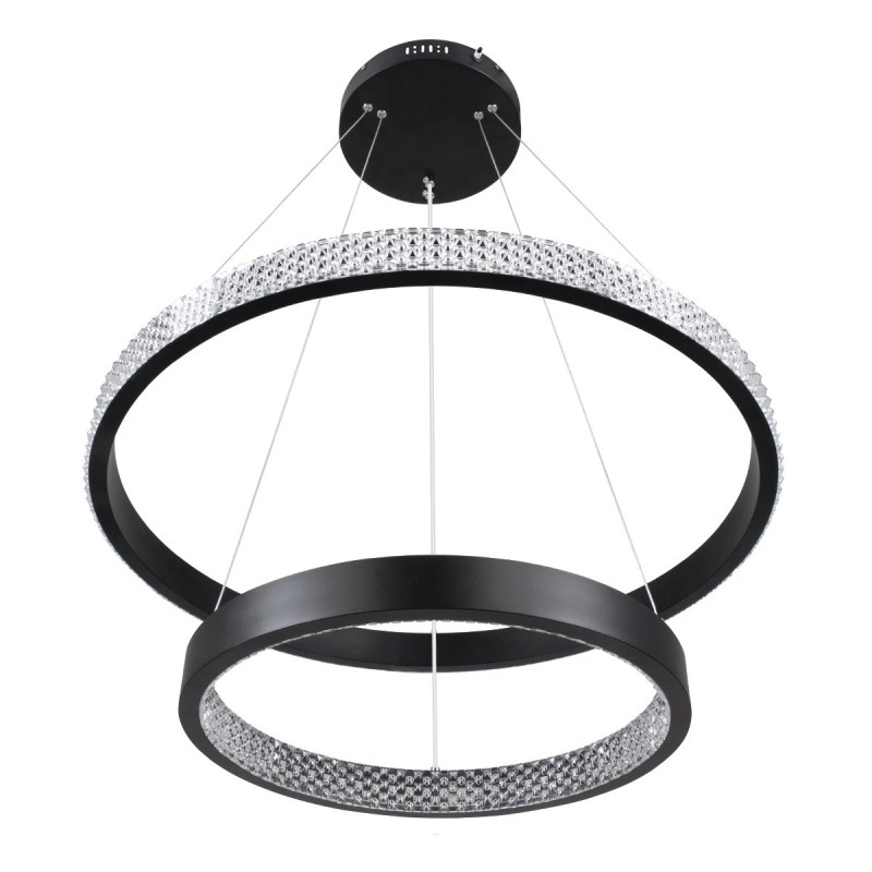 kelvo® DIAMOND KLV-101-0235 Κρεμαστό Φωτιστικό Οροφής LED 75W 7500lm 360° AC 220-240V IP20 Ρυθμιζόμενο Λευκό CCT με Χειριστήριο από 2700K έως 6000K Dimmable - Lumileds SMD Chip - Μαύρο Ματ - Μ60 x Π60 x Υ40cm - 3 Χρόνια Εγγύηση