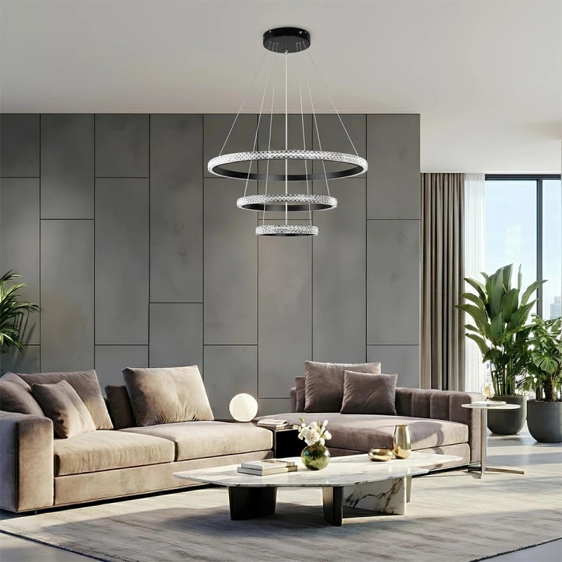 kelvo® DIAMOND KLV-101-0237 Κρεμαστό Φωτιστικό Οροφής LED 100W 10000lm 180° AC 220-240V IP20 Ρυθμιζόμενο Λευκό CCT με Χειριστήριο από 2700K έως 6000K Dimmable - Lumileds SMD Chip - Μαύρο Ματ - Μ60 x Π60 x Υ60cm - 3 Χρόνια Εγγύηση