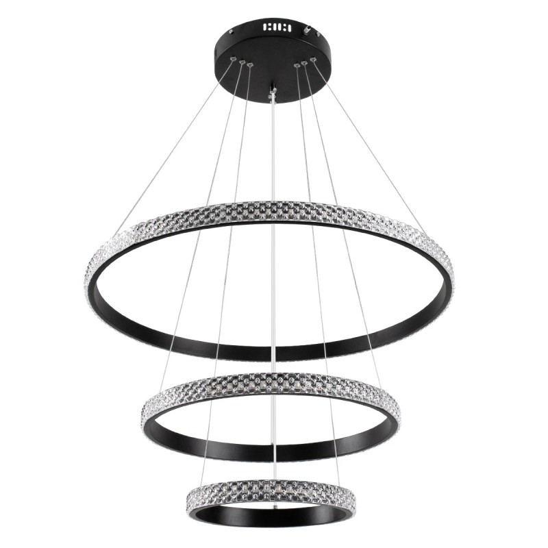 kelvo® DIAMOND KLV-101-0237 Κρεμαστό Φωτιστικό Οροφής LED 100W 10000lm 180° AC 220-240V IP20 Ρυθμιζόμενο Λευκό CCT με Χειριστήριο από 2700K έως 6000K Dimmable - Lumileds SMD Chip - Μαύρο Ματ - Μ60 x Π60 x Υ60cm - 3 Χρόνια Εγγύηση