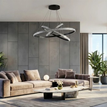 kelvo® DIAMOND KLV-101-0139-V2 Κρεμαστό Φωτιστικό Οροφής LED 120W 12000lm 180° AC 220-240V IP20 Ρυθμιζόμενο Λευκό CCT με Χειριστήριο από 2700K έως 6000K Dimmable - Lumileds SMD Chip - Μαύρο Ματ - Μ80 x Π80 x Υ80cm - 3 Χρόνια Εγγύηση