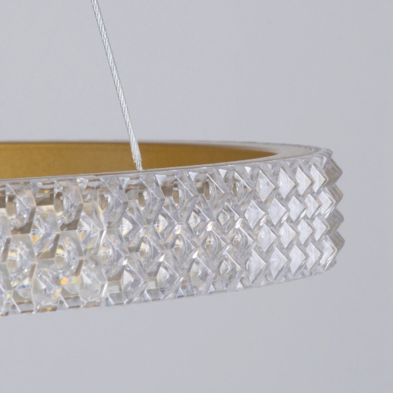 kelvo® DIAMOND KLV-101-0240 Κρεμαστό Φωτιστικό Οροφής LED 120W 12000lm 180° AC 220-240V IP20 Ρυθμιζόμενο Λευκό CCT με Χειριστήριο από 2700K έως 6000K Dimmable - Lumileds SMD Chip - Χρυσό Πλατίνα - Μ80 x Π80 x Υ80cm - 3 Χρόνια Εγγύηση