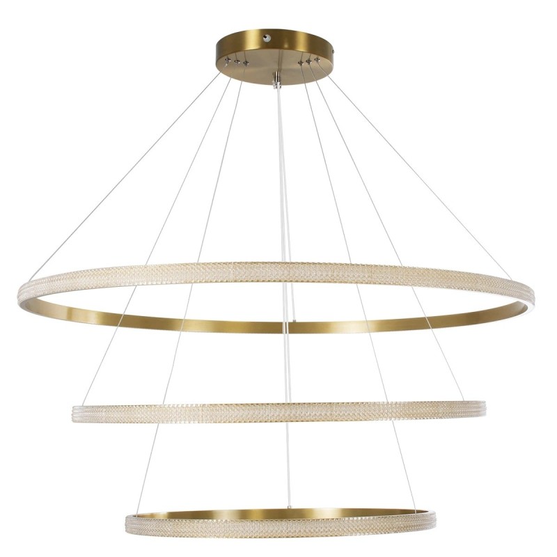 kelvo® DIAMOND KLV-101-0242 Κρεμαστό Φωτιστικό Οροφής LED 150W 15000lm 180° AC 220-240V IP20 Ρυθμιζόμενο Λευκό CCT με Χειριστήριο από 2700K έως 6000K Dimmable - Lumileds SMD Chip - Χρυσό Πλατίνα - Μ100 x Π100 x Υ100cm - 3 Χρόνια Εγγύηση