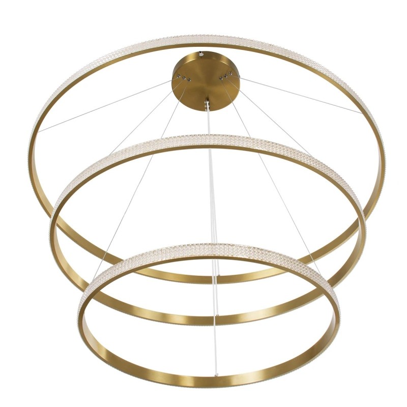 kelvo® DIAMOND KLV-101-0242 Κρεμαστό Φωτιστικό Οροφής LED 150W 15000lm 180° AC 220-240V IP20 Ρυθμιζόμενο Λευκό CCT με Χειριστήριο από 2700K έως 6000K Dimmable - Lumileds SMD Chip - Χρυσό Πλατίνα - Μ100 x Π100 x Υ100cm - 3 Χρόνια Εγγύηση