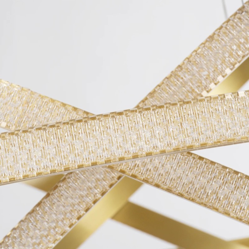 kelvo® DIAMOND KLV-101-0242 Κρεμαστό Φωτιστικό Οροφής LED 150W 15000lm 180° AC 220-240V IP20 Ρυθμιζόμενο Λευκό CCT με Χειριστήριο από 2700K έως 6000K Dimmable - Lumileds SMD Chip - Χρυσό Πλατίνα - Μ100 x Π100 x Υ100cm - 3 Χρόνια Εγγύηση