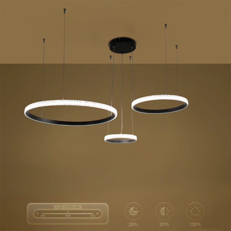 kelvo® DIAMOND KLV-101-0243 Κρεμαστό Φωτιστικό Οροφής LED 100W 10000lm 180° AC 220-240V IP20 Ρυθμιζόμενο Λευκό CCT με Χειριστήριο από 2700K έως 6000K Dimmable - Lumileds SMD Chip - Μαύρο Ματ - Μ110 x Π110 x Υ60cm - 3 Χρόνια Εγγύηση