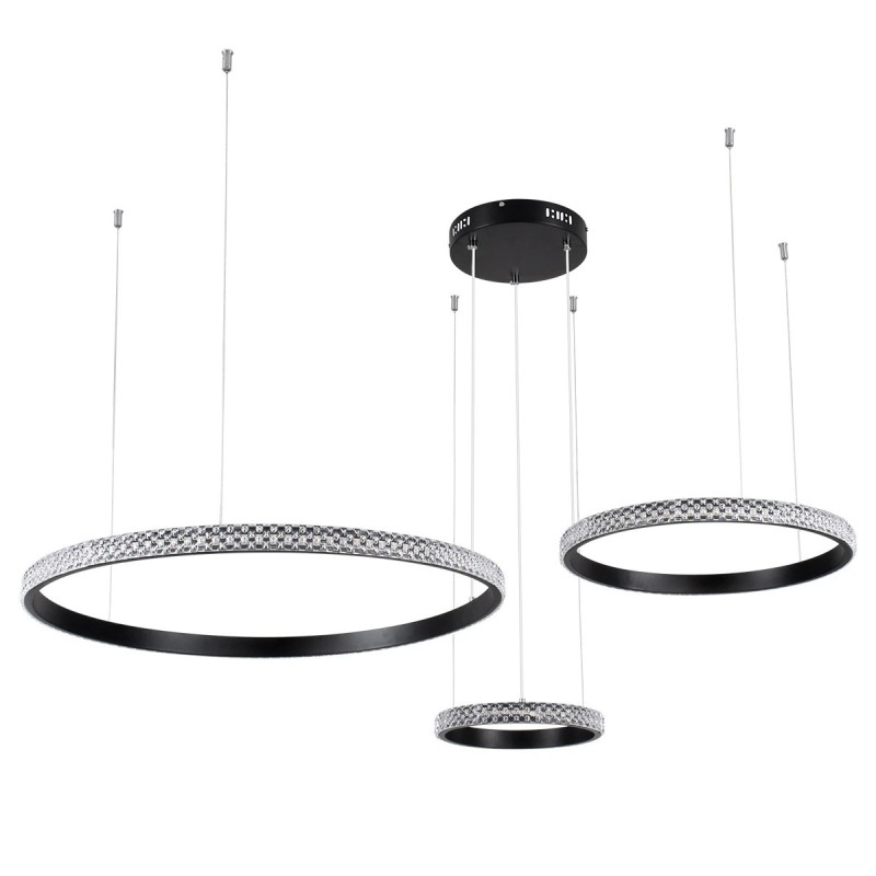 kelvo® DIAMOND KLV-101-0243 Κρεμαστό Φωτιστικό Οροφής LED 100W 10000lm 180° AC 220-240V IP20 Ρυθμιζόμενο Λευκό CCT με Χειριστήριο από 2700K έως 6000K Dimmable - Lumileds SMD Chip - Μαύρο Ματ - Μ110 x Π110 x Υ60cm - 3 Χρόνια Εγγύηση
