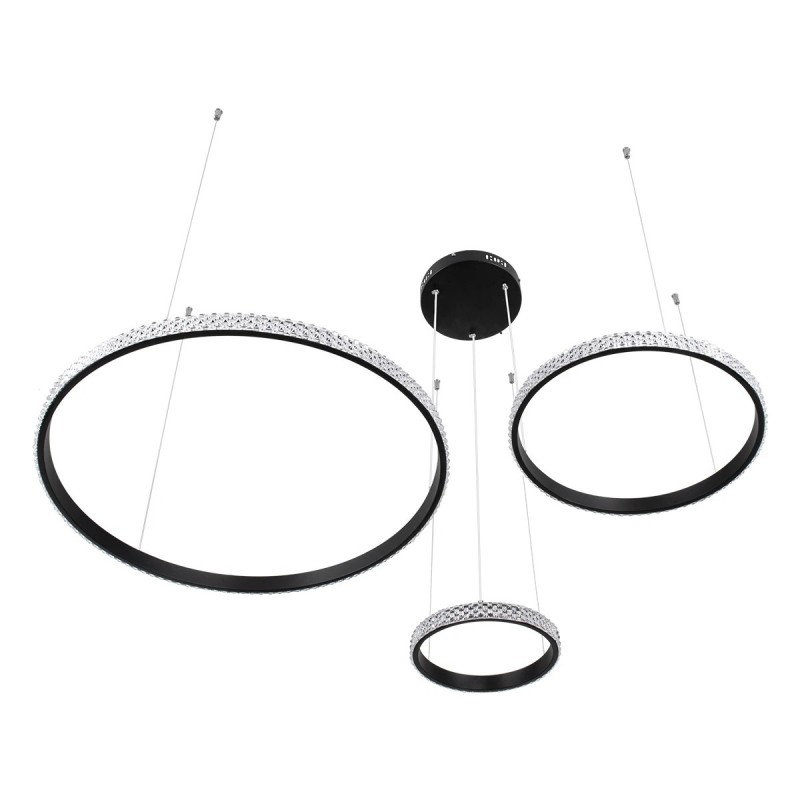 kelvo® DIAMOND KLV-101-0243 Κρεμαστό Φωτιστικό Οροφής LED 100W 10000lm 180° AC 220-240V IP20 Ρυθμιζόμενο Λευκό CCT με Χειριστήριο από 2700K έως 6000K Dimmable - Lumileds SMD Chip - Μαύρο Ματ - Μ110 x Π110 x Υ60cm - 3 Χρόνια Εγγύηση