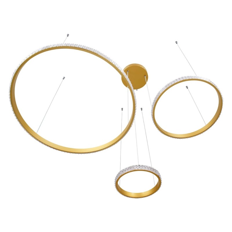 kelvo® DIAMOND KLV-101-0244 Κρεμαστό Φωτιστικό Οροφής LED 100W 10000lm 180° AC 220-240V IP20 Ρυθμιζόμενο Λευκό CCT με Χειριστήριο από 2700K έως 6000K Dimmable - Lumileds SMD Chip - Χρυσό Πλατίνα - Μ110 x Π110 x Υ60cm - 3 Χρόνια Εγγύηση