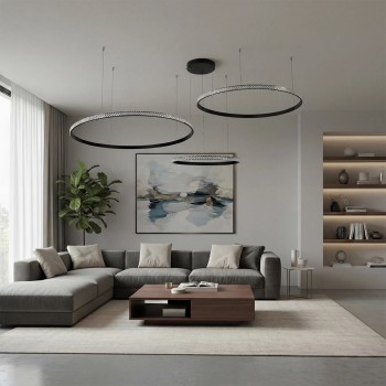 kelvo® DIAMOND KLV-101-0245 Κρεμαστό Φωτιστικό Οροφής LED 150W 15000lm 180° AC 220-240V IP20 Ρυθμιζόμενο Λευκό CCT με Χειριστήριο από 2700K έως 6000K Dimmable - Lumileds SMD Chip - Μαύρο Ματ - Μ170 x Π170 x Υ60cm - 3 Χρόνια Εγγύηση