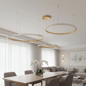 kelvo® DIAMOND KLV-101-0246 Κρεμαστό Φωτιστικό Οροφής LED 150W 15000lm 180° AC 220-240V IP20 Ρυθμιζόμενο Λευκό CCT με Χειριστήριο από 2700K έως 6000K Dimmable - Lumileds SMD Chip - Χρυσό Πλατίνα - Μ170 x Π170 x Υ60cm - 3 Χρόνια Εγγύηση