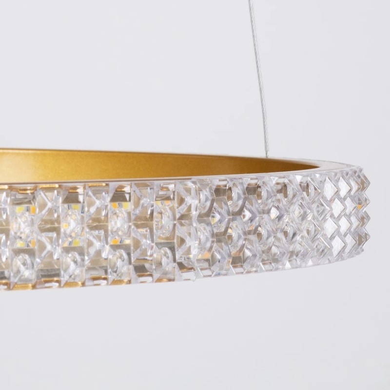 kelvo® DIAMOND KLV-101-0246 Κρεμαστό Φωτιστικό Οροφής LED 150W 15000lm 180° AC 220-240V IP20 Ρυθμιζόμενο Λευκό CCT με Χειριστήριο από 2700K έως 6000K Dimmable - Lumileds SMD Chip - Χρυσό Πλατίνα - Μ170 x Π170 x Υ60cm - 3 Χρόνια Εγγύηση