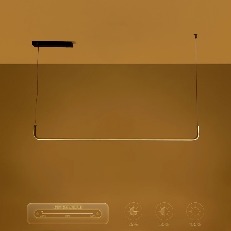 kelvo® LINARIA KLV-101-0255 Κρεμαστό Φωτιστικό Οροφής LED 36W 3600lm 180° AC 220-240V IP20 Ρυθμιζόμενο Λευκό CCT με Χειριστήριο από 2700K έως 6000K Dimmable - Lumileds SMD Chip - Μαύρο Ματ - Μ120 x Π2 x Υ10cm - 3 Χρόνια Εγγύηση