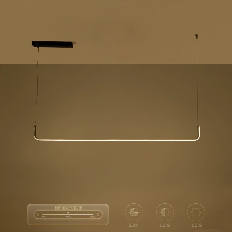 kelvo® LINARIA KLV-101-0255 Κρεμαστό Φωτιστικό Οροφής LED 36W 3600lm 180° AC 220-240V IP20 Ρυθμιζόμενο Λευκό CCT με Χειριστήριο από 2700K έως 6000K Dimmable - Lumileds SMD Chip - Μαύρο Ματ - Μ120 x Π2 x Υ10cm - 3 Χρόνια Εγγύηση