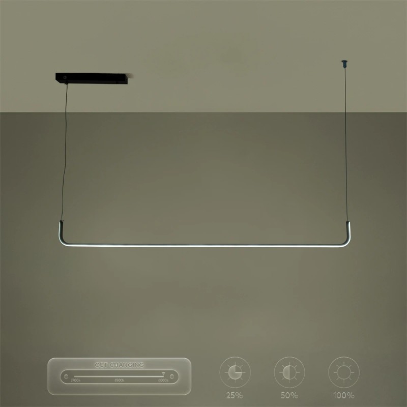 kelvo® LINARIA KLV-101-0255 Κρεμαστό Φωτιστικό Οροφής LED 36W 3600lm 180° AC 220-240V IP20 Ρυθμιζόμενο Λευκό CCT με Χειριστήριο από 2700K έως 6000K Dimmable - Lumileds SMD Chip - Μαύρο Ματ - Μ120 x Π2 x Υ10cm - 3 Χρόνια Εγγύηση